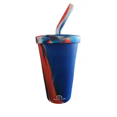 GENERICO - Vaso Silicona Con Tapa Y Bombilla 480ml Para Paseos Y Viajes