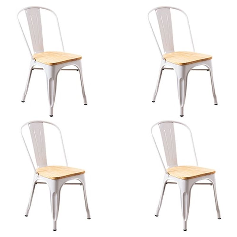 GENERICO - Pack De 4 Sillas Tolix Con Asiento De Madera Blancas