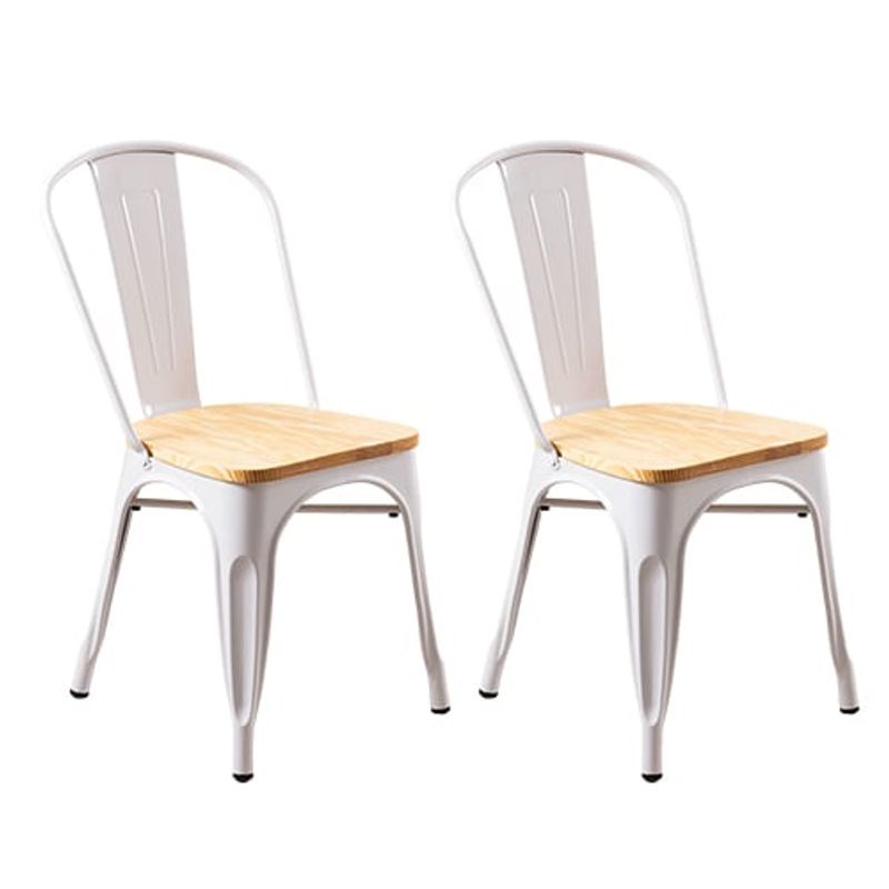 GENERICO - Pack De 2 Sillas Tolix Con Asiento De Madera Blancas