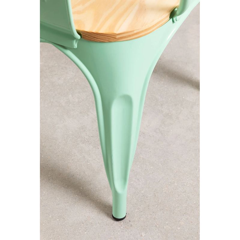 GENERICO - Pack De 2 Sillas Tolix Con Asiento De Madera Verde Menta