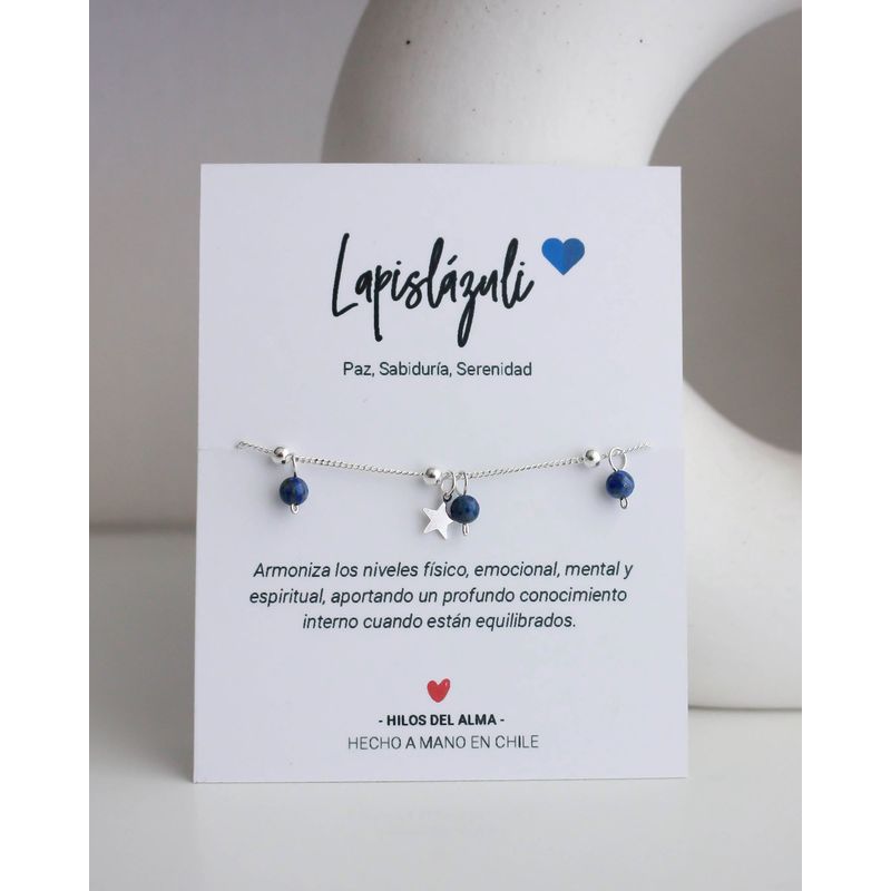 GENERICO - Pulsera de plata 925 con piedra natural Lapislazuli