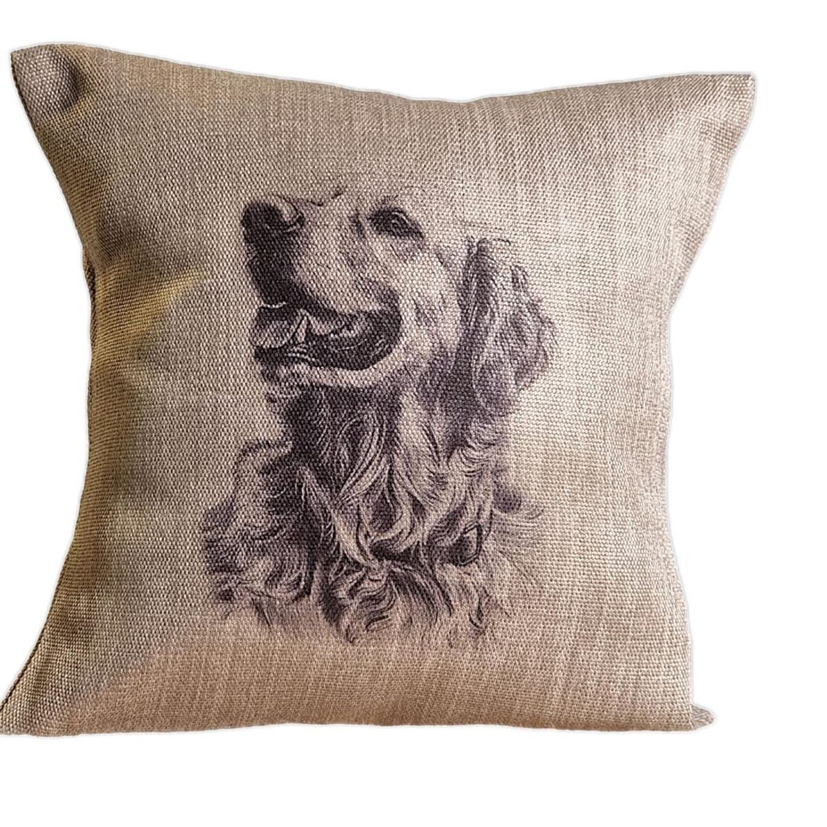 REINVENTARTE - Funda de cojín Golden Retriever Beige - No incluye relleno
