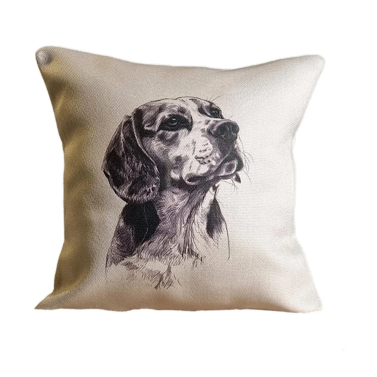 REINVENTARTE - Funda de cojín Beagle Beige - No incluye relleno