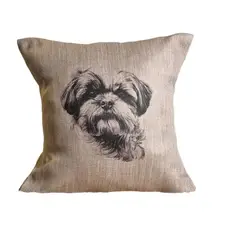 REINVENTARTE - Funda de cojín Shih Tzu Beige - No incluye relleno