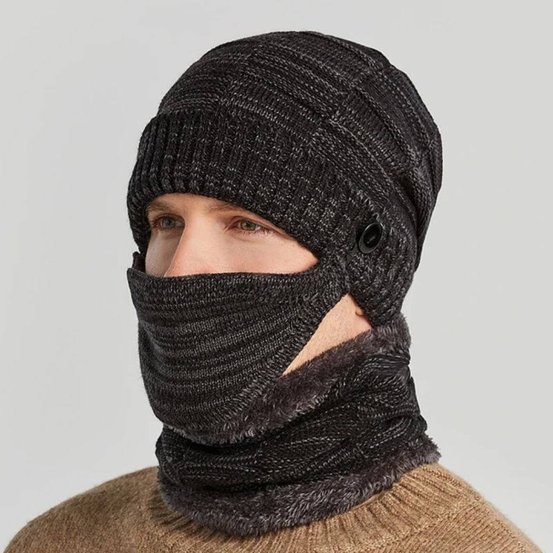 GENERAC - Gorro de Lana Invierno Hombre Mujer Mascarilla Negro
