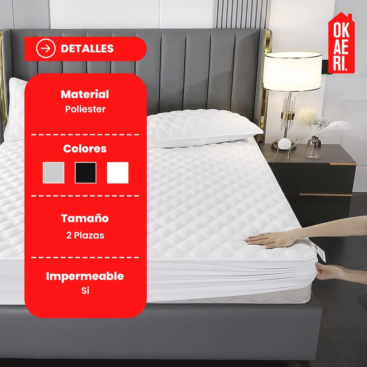 GENERICO - Cubre Colchon impermeable 2 Pl + gratis 2 fundas almohadas Vino