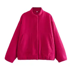 BLWOENS - Chaqueta sin gorro oversize para mujer - Rosado