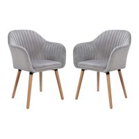 Pack 2 sitial sillones terciopelo gris patas de madera Murano