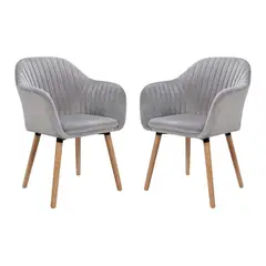 GENERICO - Pack 2 Sitial terciopelo patas de madera Murano - Gris