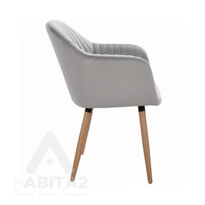Imagen 2 del producto Pack 2 sitial sillones terciopelo gris patas de madera Murano
