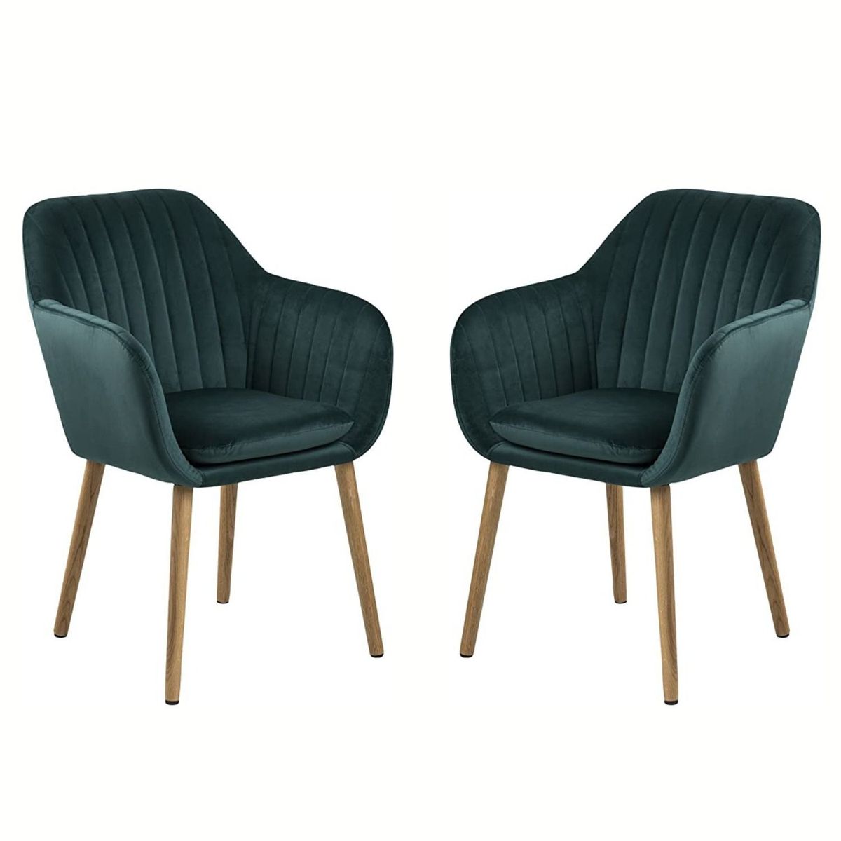 HABITA2 CHILE - Pack 2 Sitial terciopelo patas de madera Murano - Verde