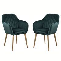 Pack 2 Sitial terciopelo patas de madera Murano - Verde