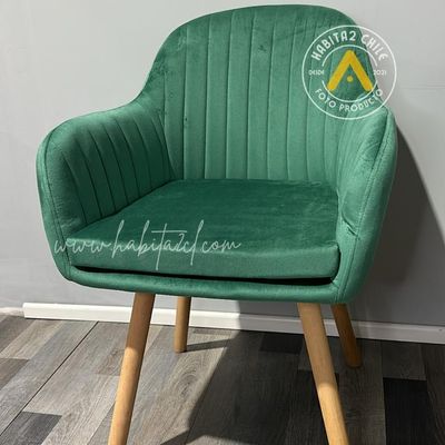 Imagen 2 del producto Pack 2 Sitial terciopelo patas de madera Murano - Verde