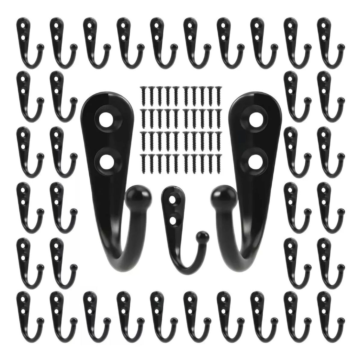 MUNDO MAGIA - Paquete De 40 Ganchos De Pared, Ganchos De Pared Negros