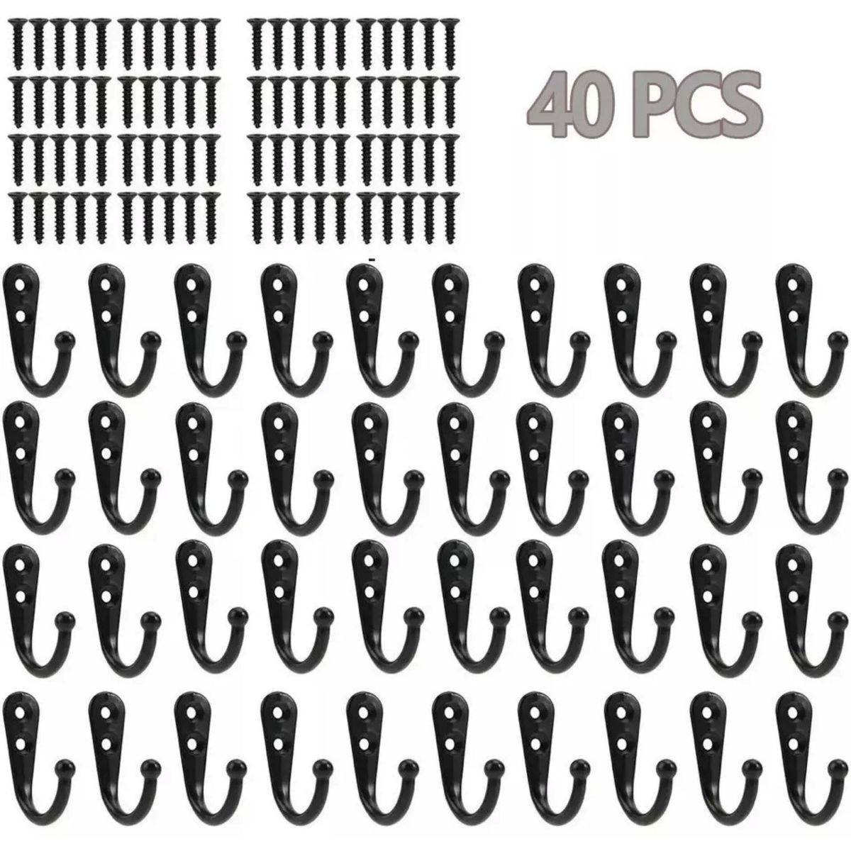 MUNDO MAGIA - Paquete De 40 Ganchos De Pared, Ganchos De Pared Negros