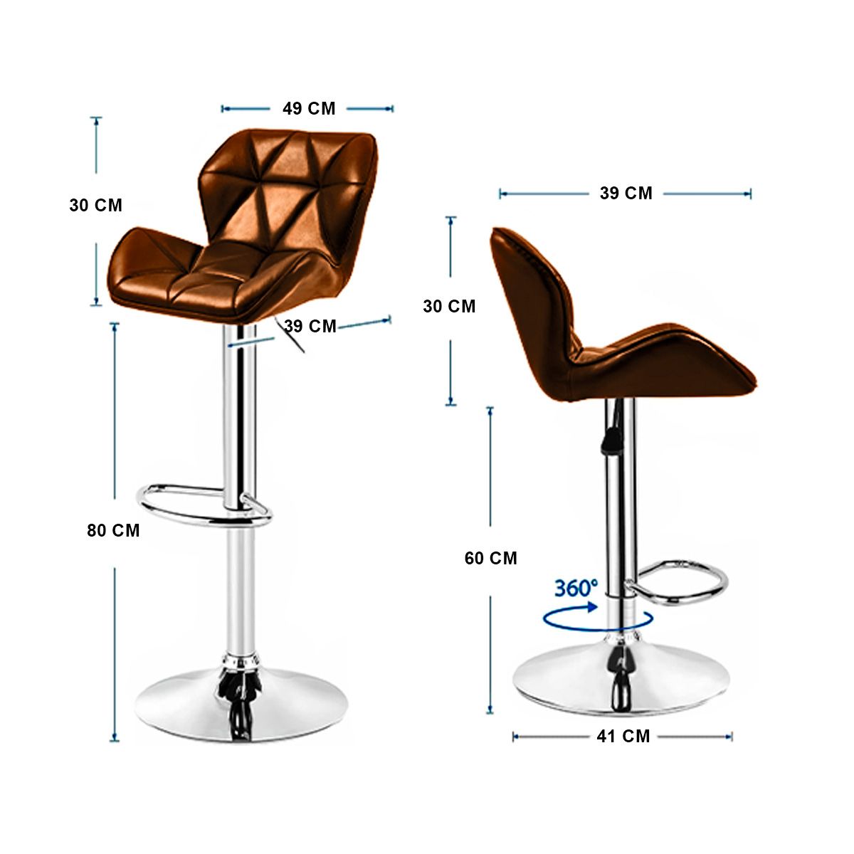 SDFIT - Sillas de Bar Pack 2x Unidades cafe Modelo B001