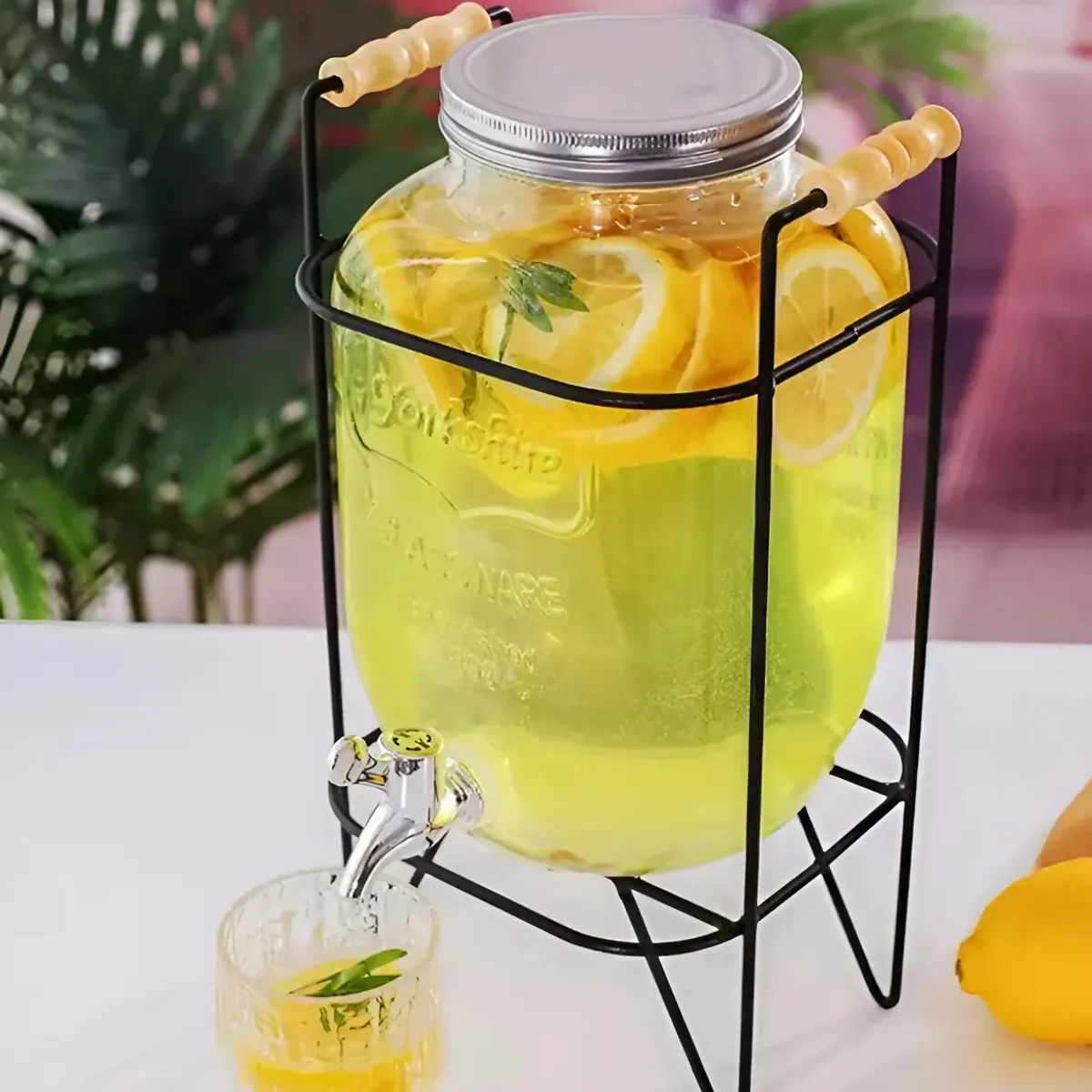 MUNDO MAGIA - Dispensador De Jugo 4 Litros Con Stand Metálico.