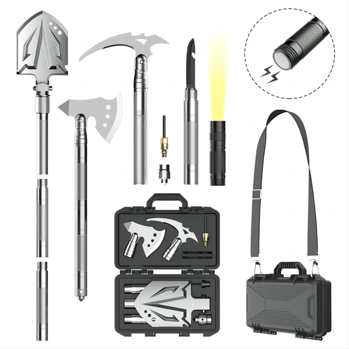 U BUY - Kit Herramientas Supervivencia Pesca Camping 9en1 Pala