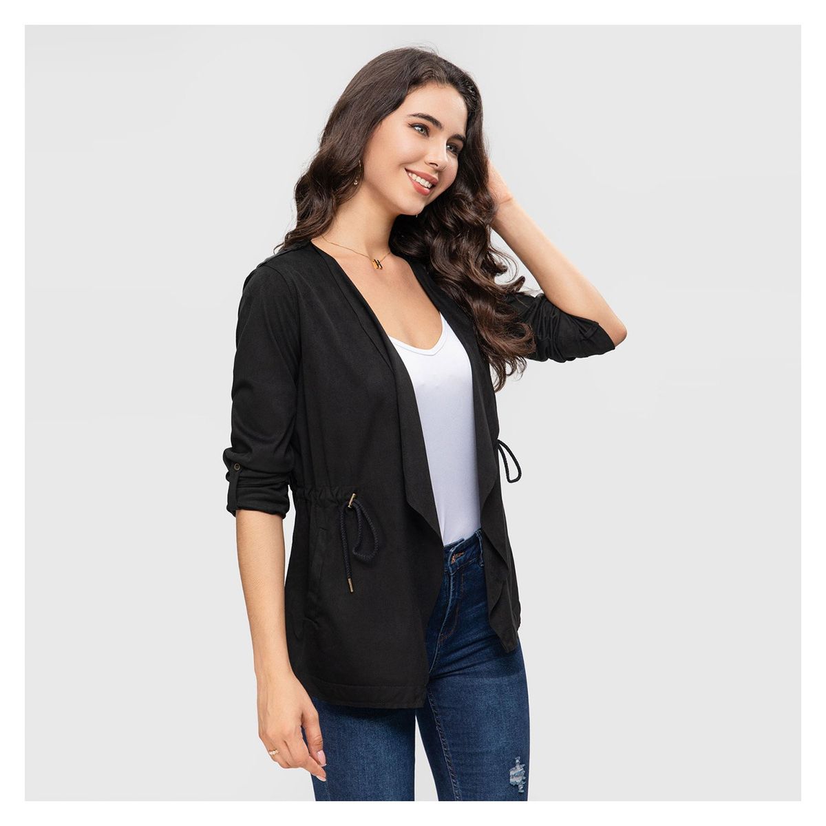 FASHION'S PARK - Chaqueta Ajustable En Cintura Negro Fashion's Park
