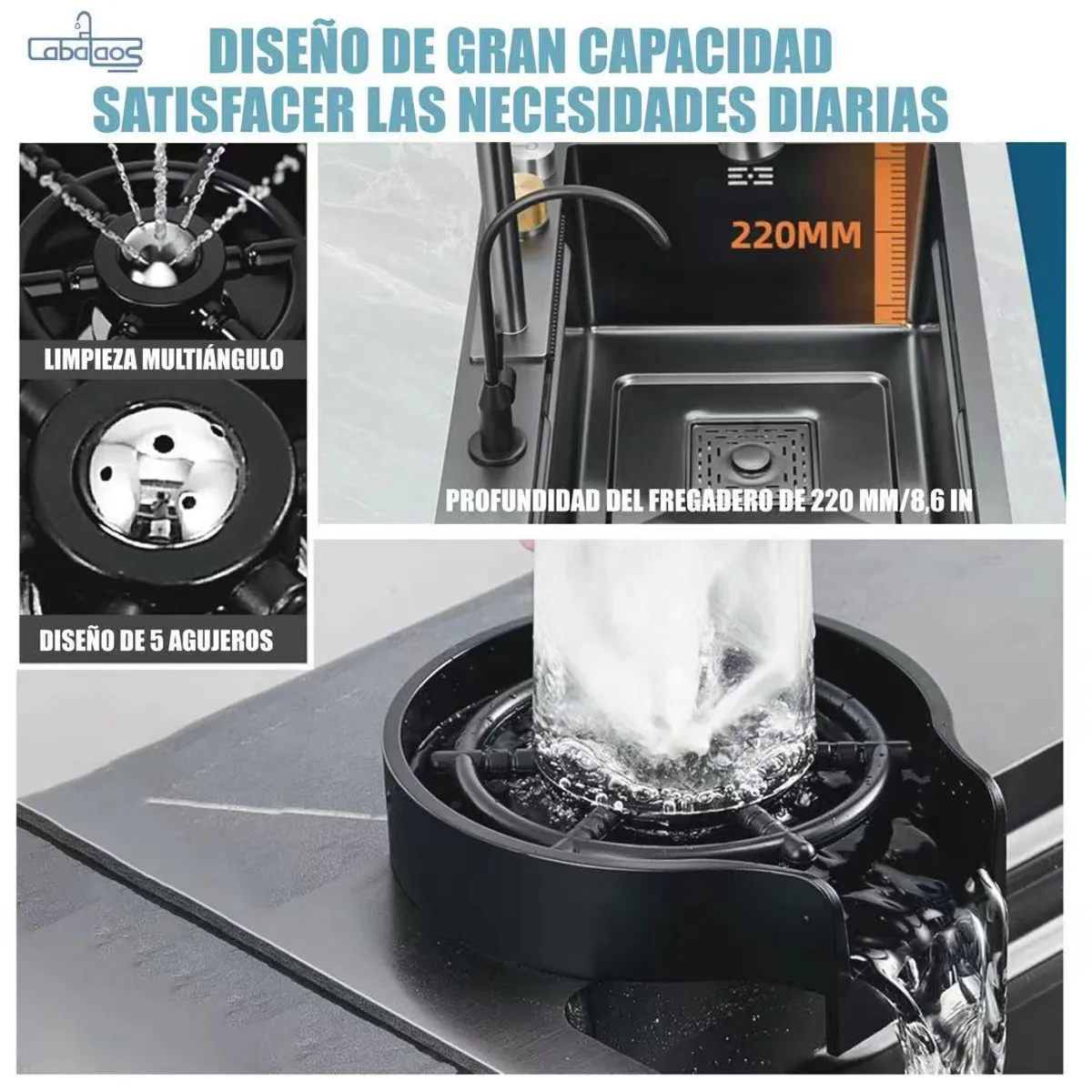 LABALAOS - Lavaplato Empotrado de Acero Inoxidable  80x45cm