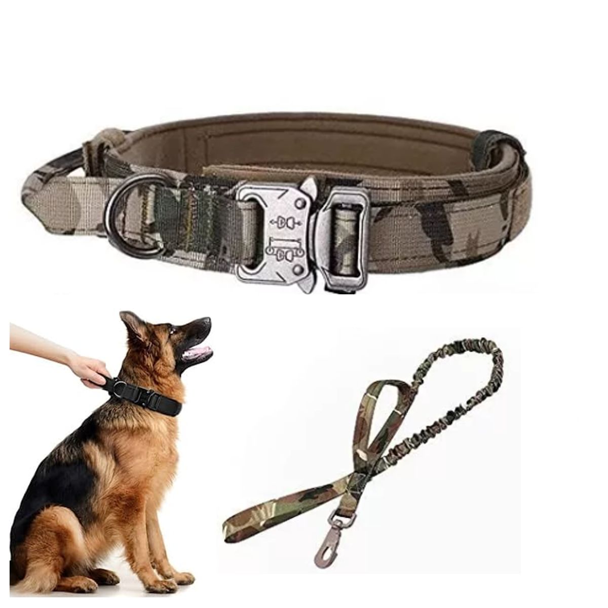 MASCO TODO - Collar Táctico con Correa Talla L Militar Perro Mascotas