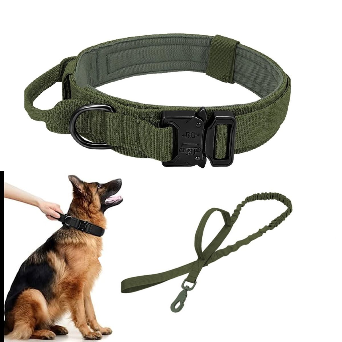 MASCO TODO - Collar Táctico con Correa Talla XL Verde Perro Mascotas