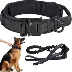 GENERICO - Collar Táctico con Correa Talla L Negro Perro Mascotas