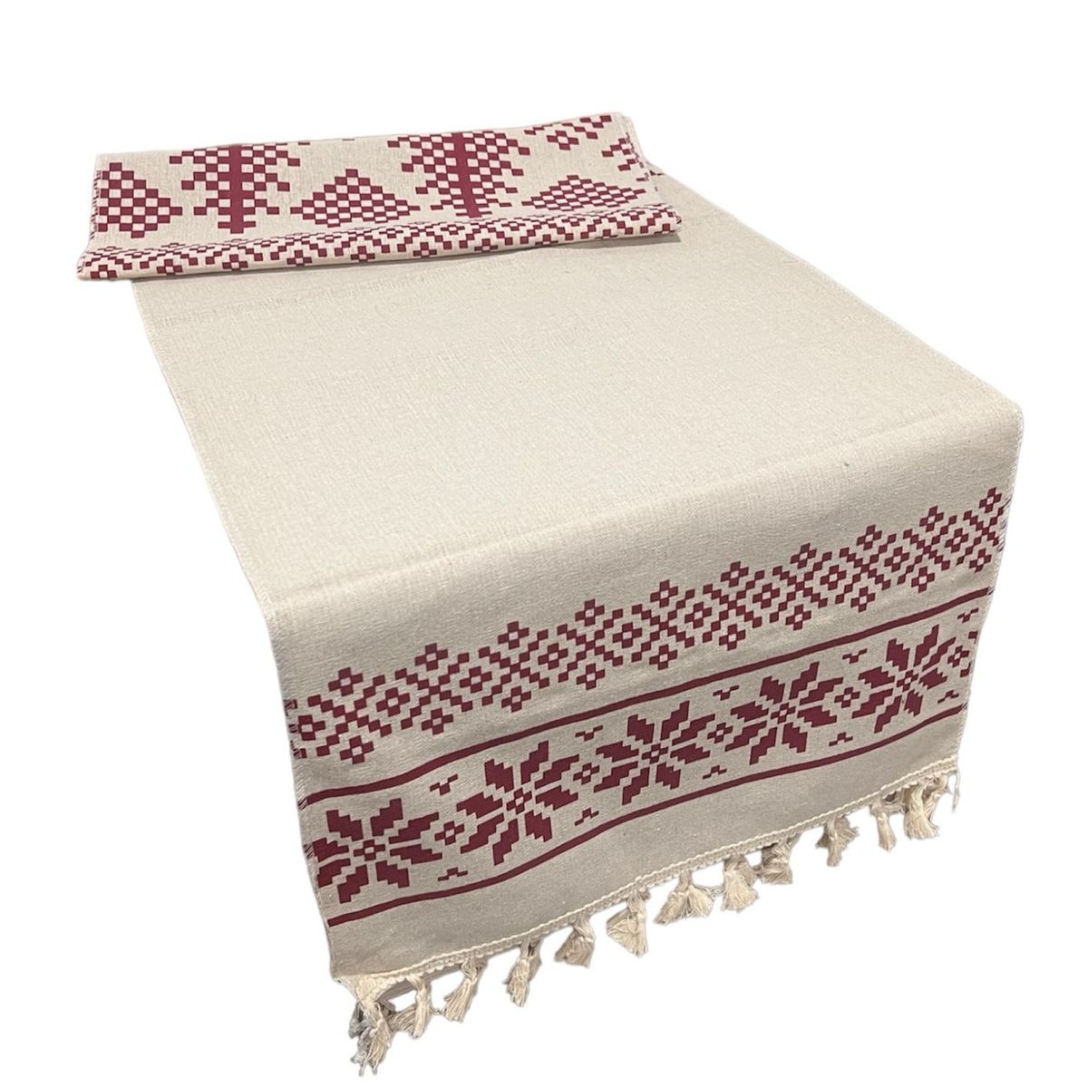 OEM - Mantel Camino De Mesa Rectangular Lino Cuadros 180x37cm