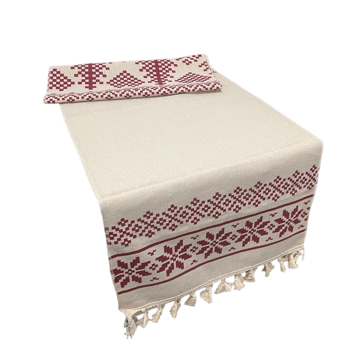 OEM - Mantel Camino De Mesa Rectangular Lino Cuadros 180x37cm