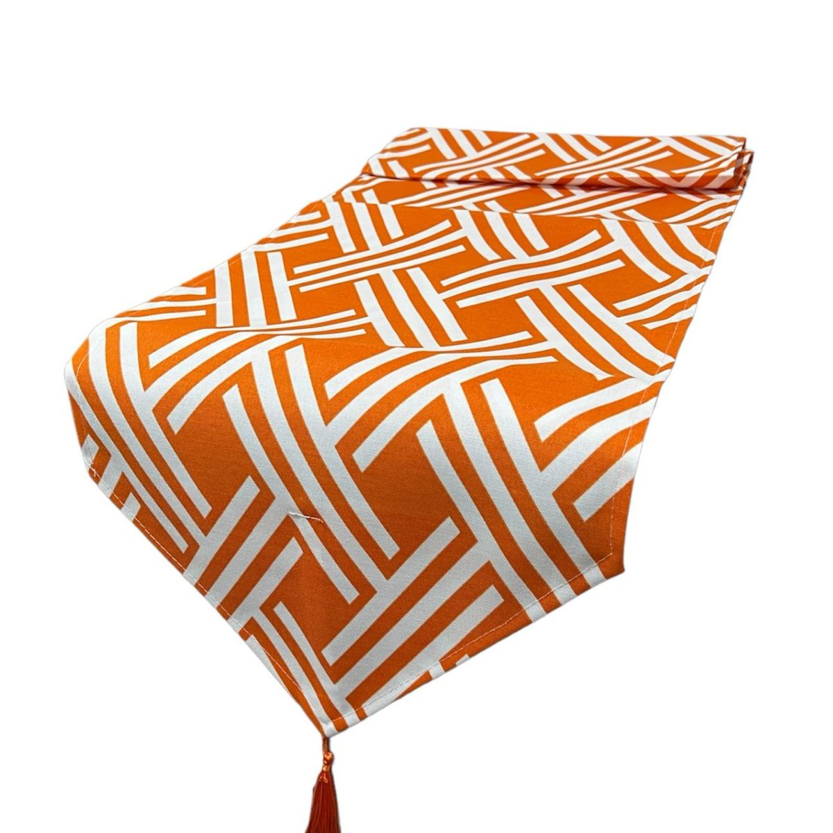 OEM - Mantel Camino De Mesa Con Pompon Lino Diseño Formas 180x35cm