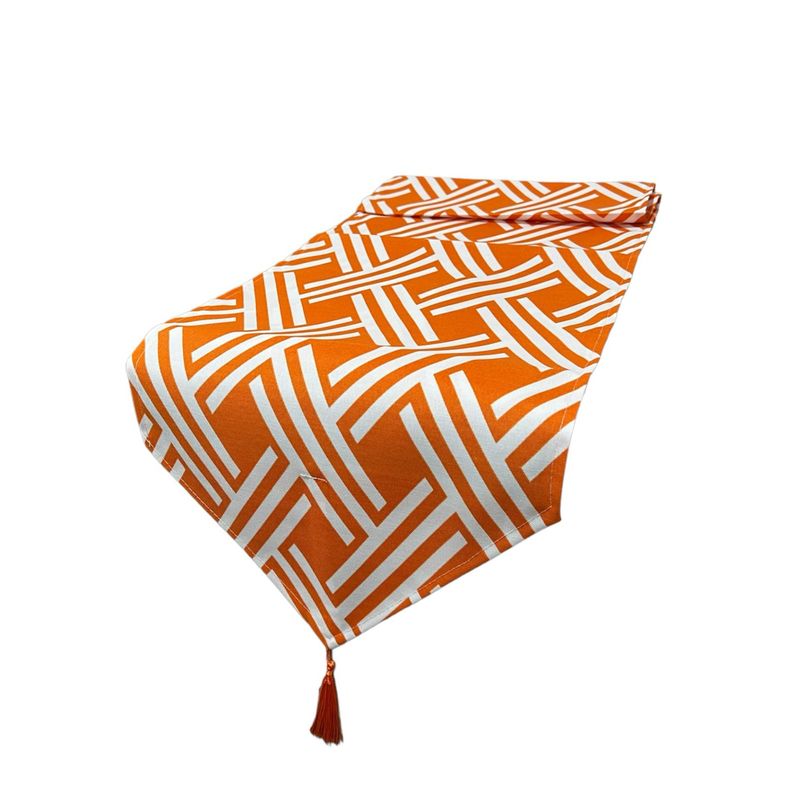 OEM - Mantel Camino De Mesa Con Pompon Lino Diseño Formas 180x35cm