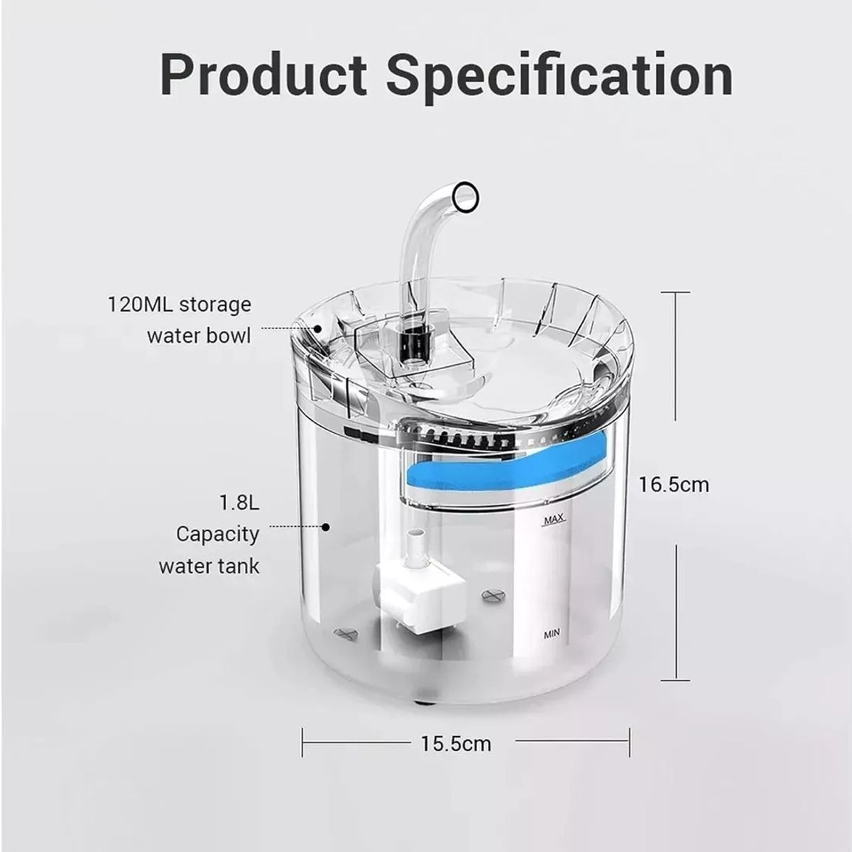 GENERICO - Bebedero Fuente De Agua Dispensador 1 8L para Gatos y Perro