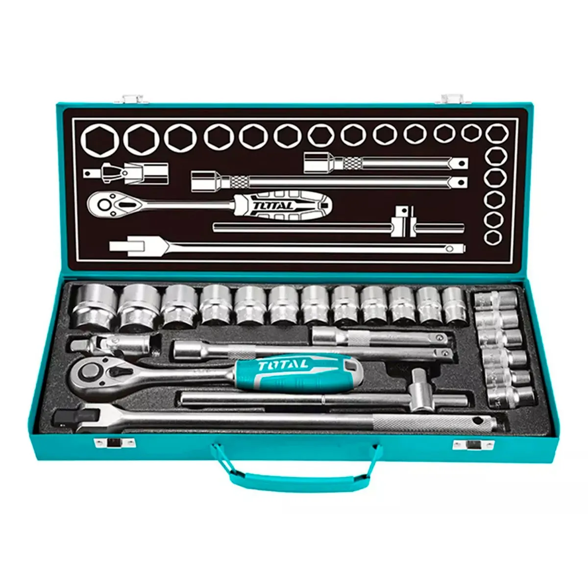 TOTAL TOOLS - Set Juego Dados Cuadrante 12 Pulgada 24 Pcs Total Tht121242