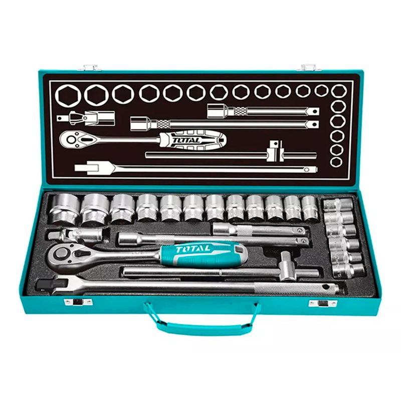TOTAL TOOLS - Set Juego Dados Cuadrante 12 Pulgada 24 Pcs Total Tht121242