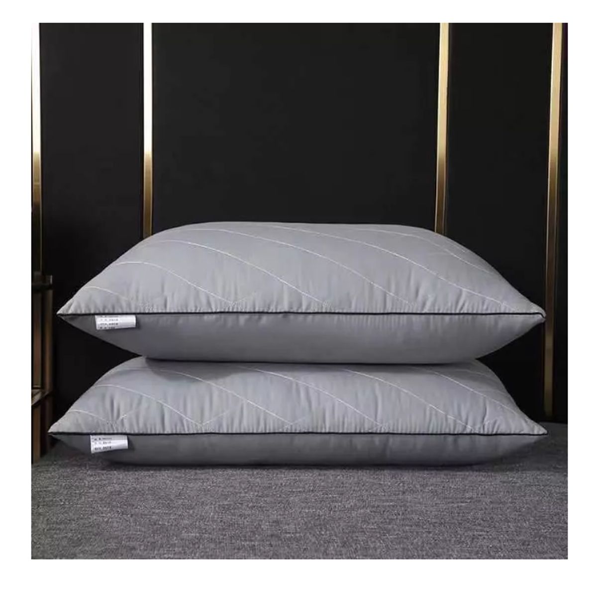 GENERICO - Pack De 2 Almohadas Brodado gris