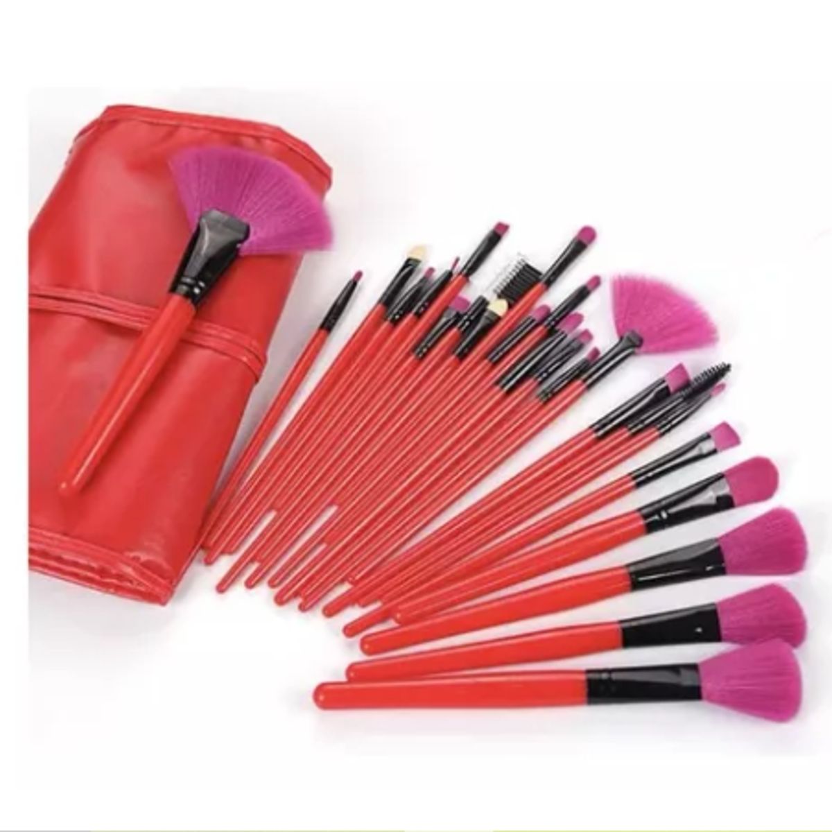 GENERICO - Set 32 Brochas De Maquillaje Rojo Profesional