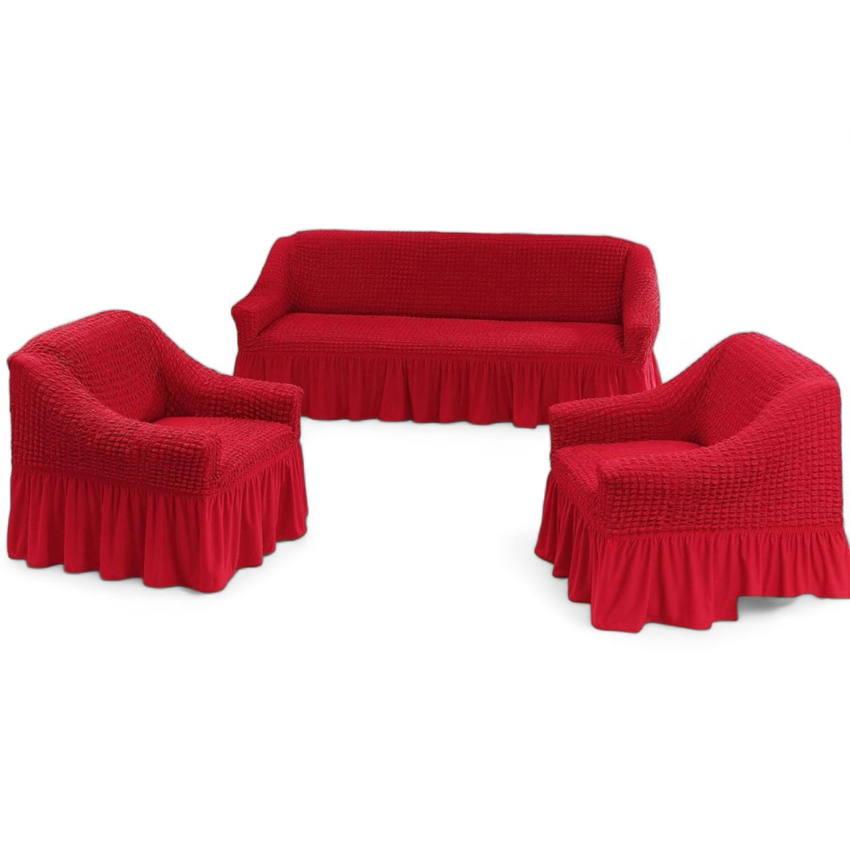 GENERICO - Juego Fundas Sillon Turca Sofa Living 1+1+3 Elasticada Rojo