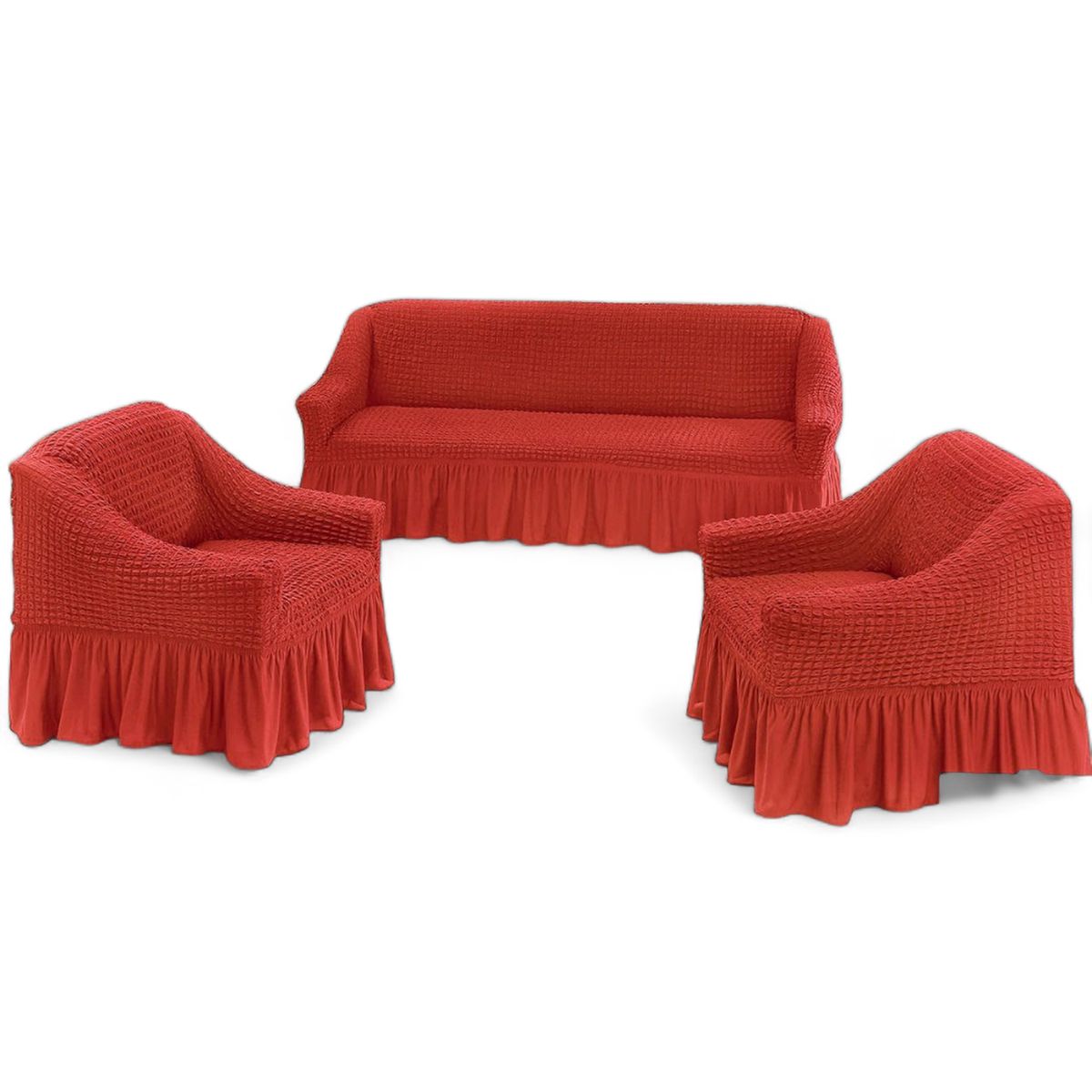 GENERICO - Juego Fundas Sillon Turca Sofa Living 1+1+3 Elasticada Terracota