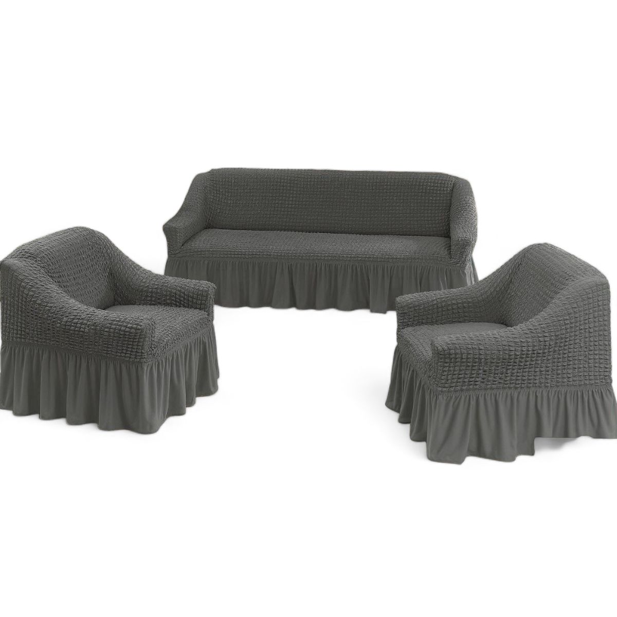 GENERICO - Juego Fundas Sillon Turca Sofa Living 1+1+3 Elasticada Gris