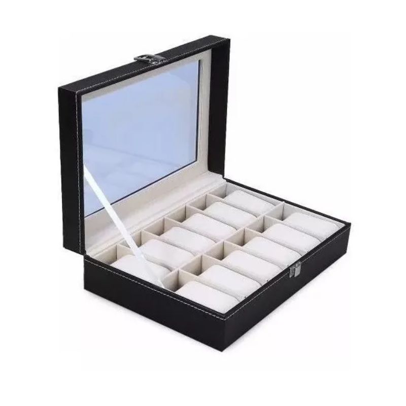 GENERICO - Caja Organizador De Relojes 12u Exhibidor Porta Reloj 10001