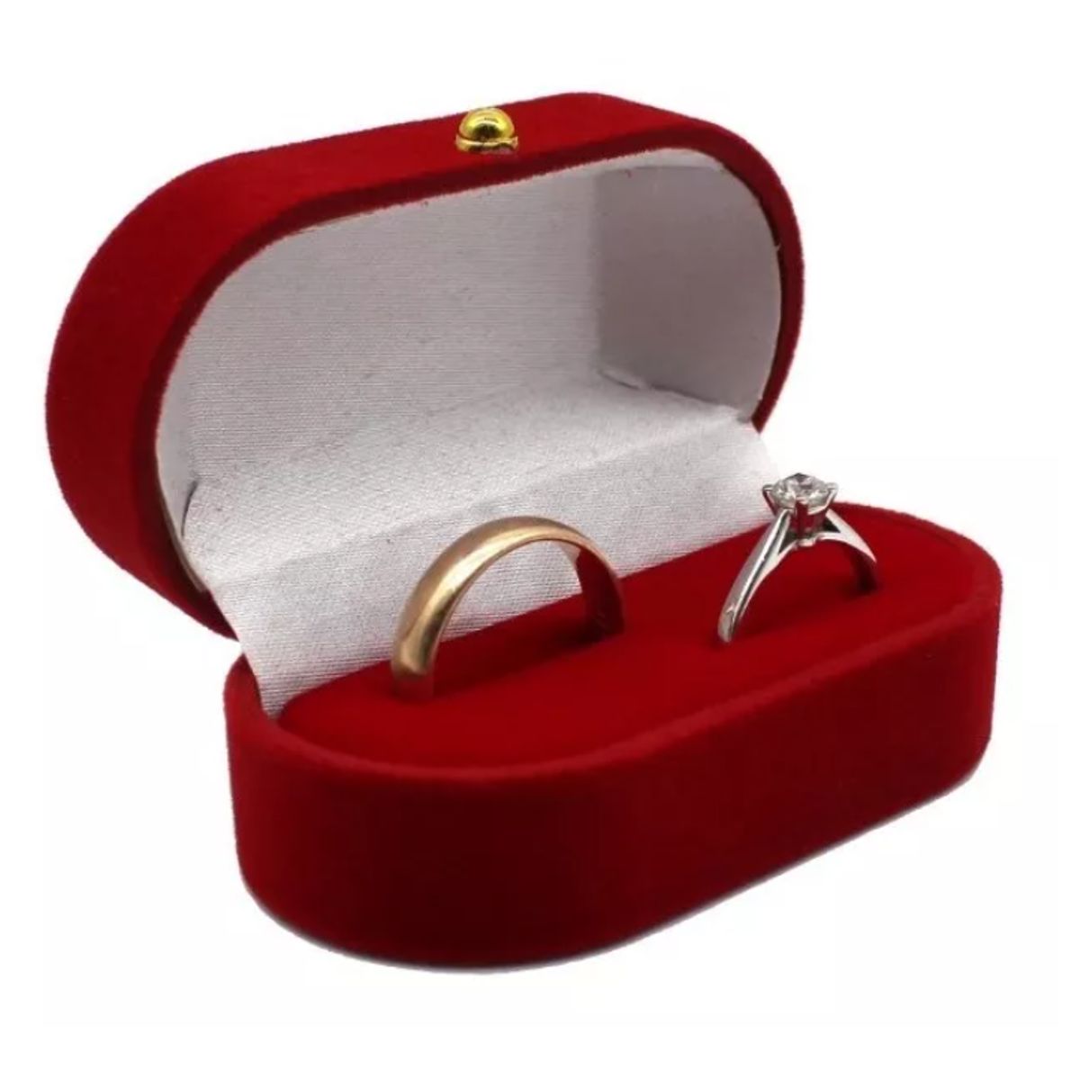 GENERICO - Set 6 Cajas Anillo Doble Ilusion Compromiso Terciopelo Rojo