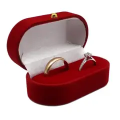 GENERICO - Set 6 Cajas Anillo Doble Ilusion Compromiso Terciopelo Rojo