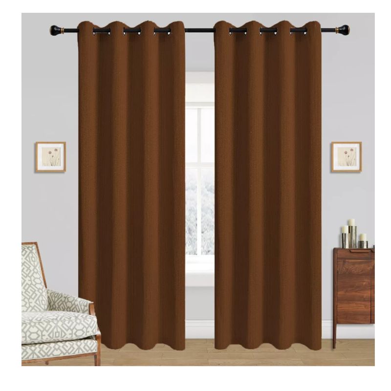 GENERICO - Cortinas  cafes Bumbu Liso Hogar 2 Panos 140x220 Cm