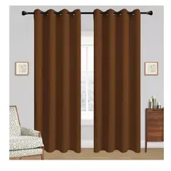 GENERICO - Cortinas cafes Bumbu Liso Hogar 2 Panos 140x220 Cm