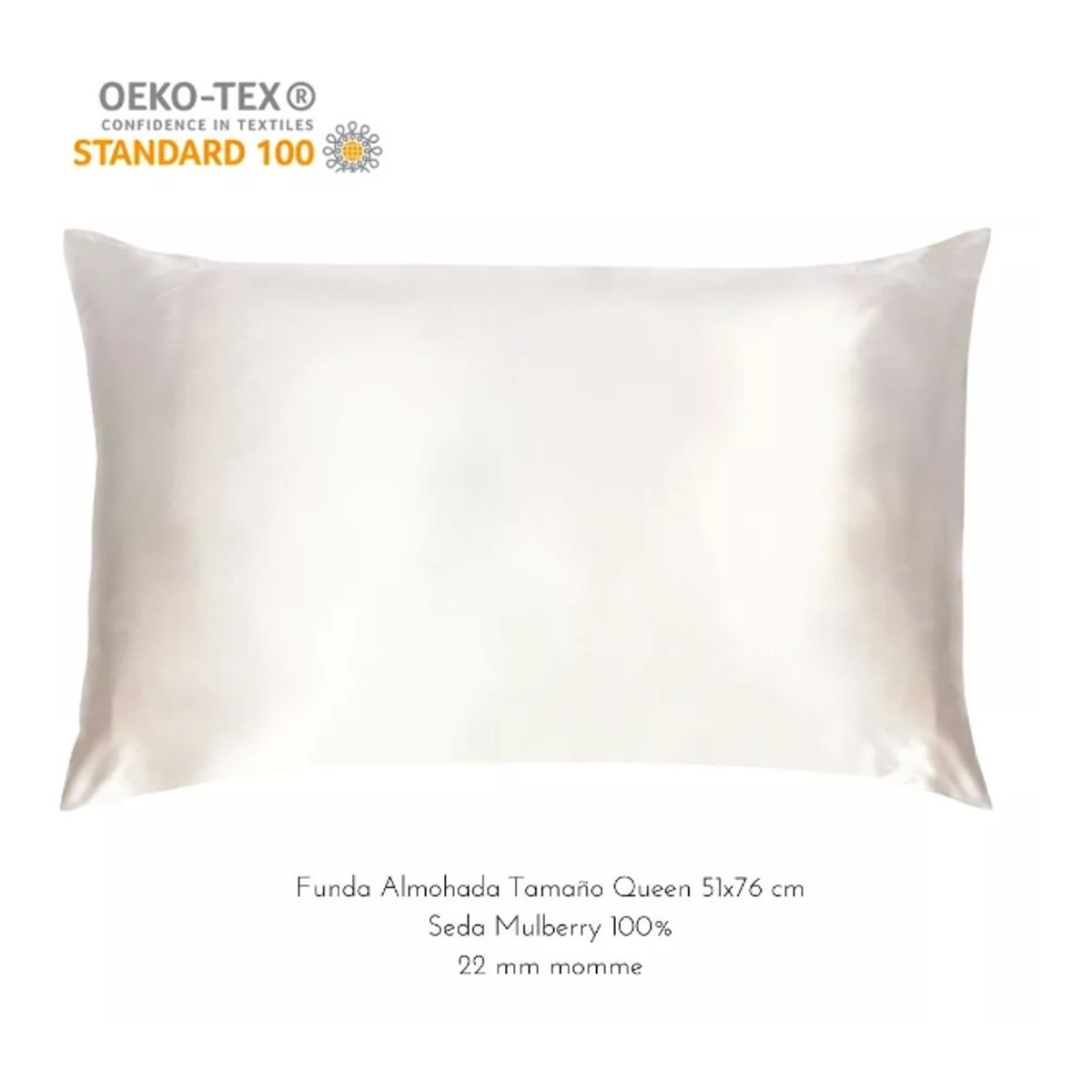 GENERICO - Funda De Almohada De Seda Queen Color Blanco