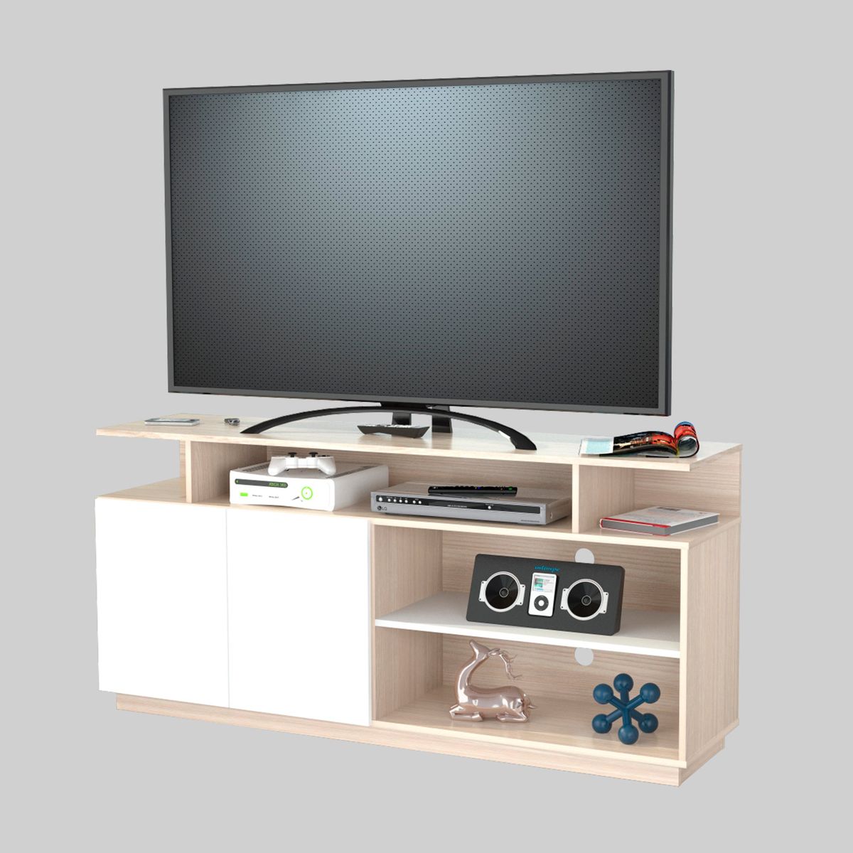 INVAL - Rack de TV 65 Arena Blanco 70cm x 150cm x 375cm