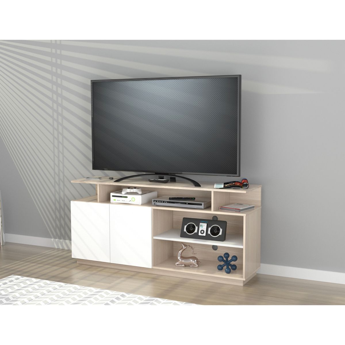 INVAL - Rack de TV 65 Arena Blanco 70cm x 150cm x 375cm