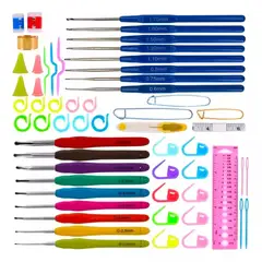 MUNDO MAGIA - Set Con Estuche Crochet Silicona Accesorios Para Tejer