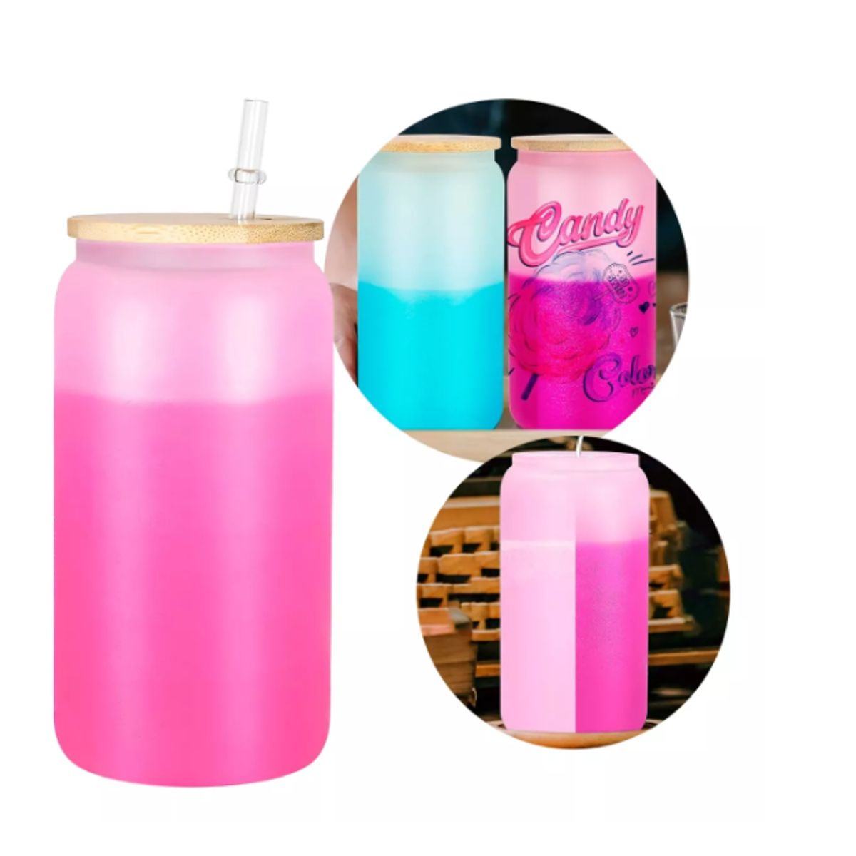 GENERICO - Botella Vaso Sublimable De Vidrio Con Tapa Bombilla