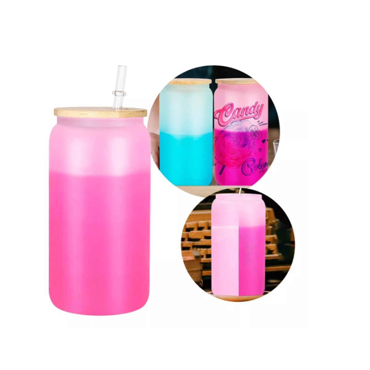 GENERICO - Botella Vaso Sublimable De Vidrio Con Tapa Bombilla